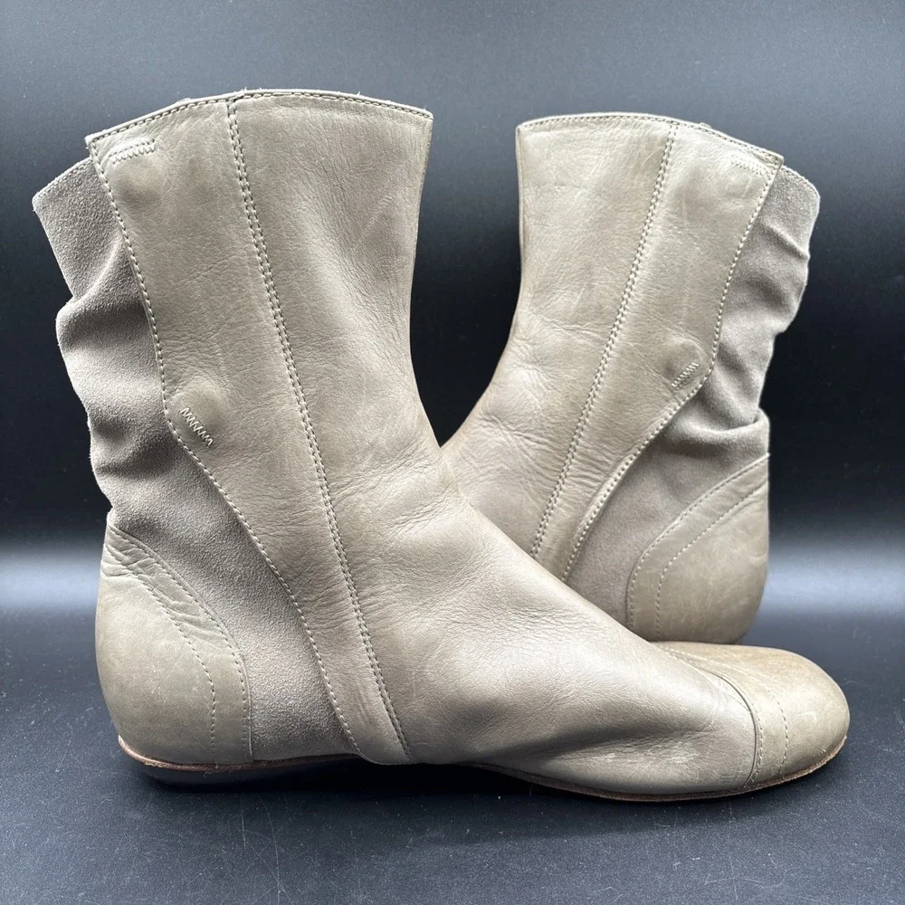 Vtg Patagonia Boots Women's Size 8.5 Bandha Dark Burlap Leather Ankle Flat Boots